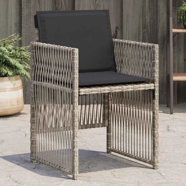 vidaXL Tuinstoelen 4 st met kussens poly rattan lichtgrijs