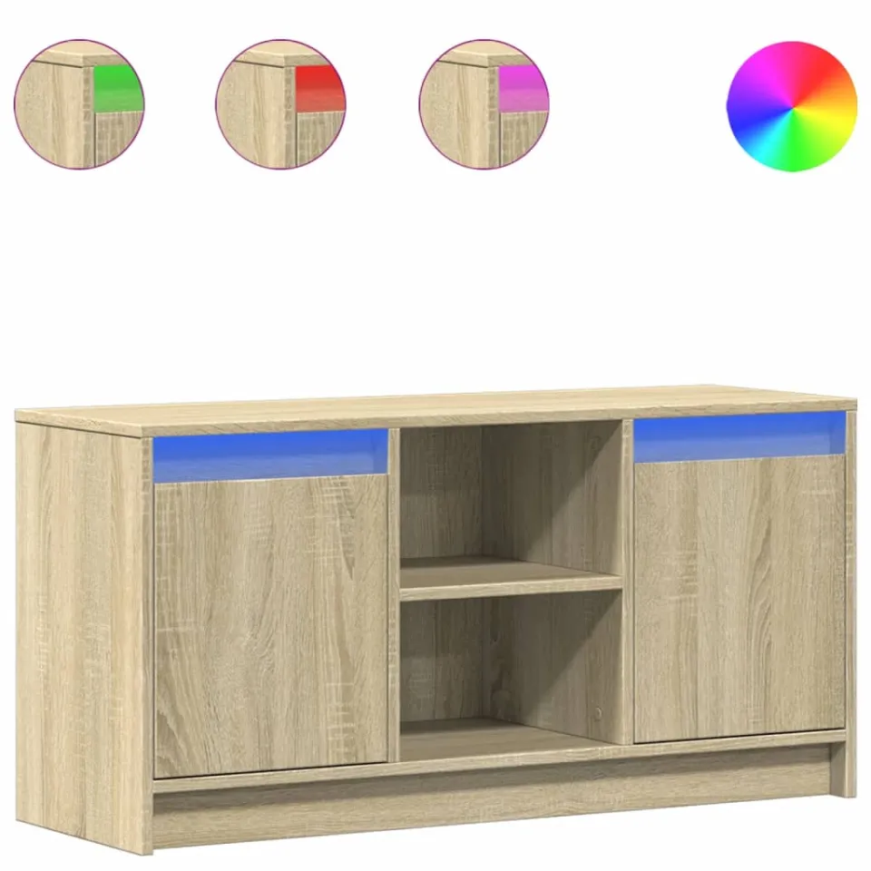 vidaXL Tv-meubel met LED 100x34x50 cm bewerkt hout sonoma eikenkleurig, foto 3