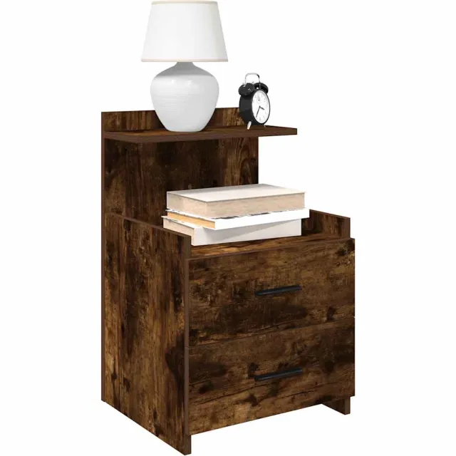 vidaXL Nachtkastjes 2 st met 2 lades gerookt eikenkleurig 40x36,5x62 cm Bruin