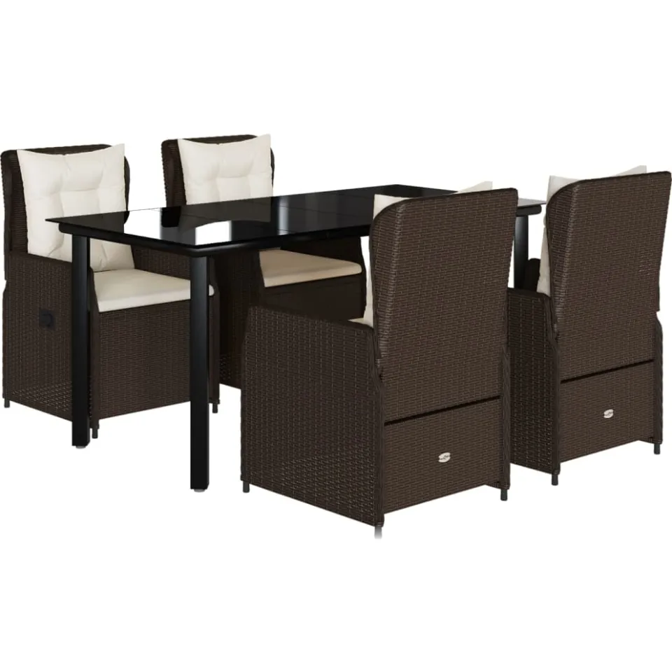 vidaXL 5-delige Tuinset met kussens poly rattan bruin, foto 3
