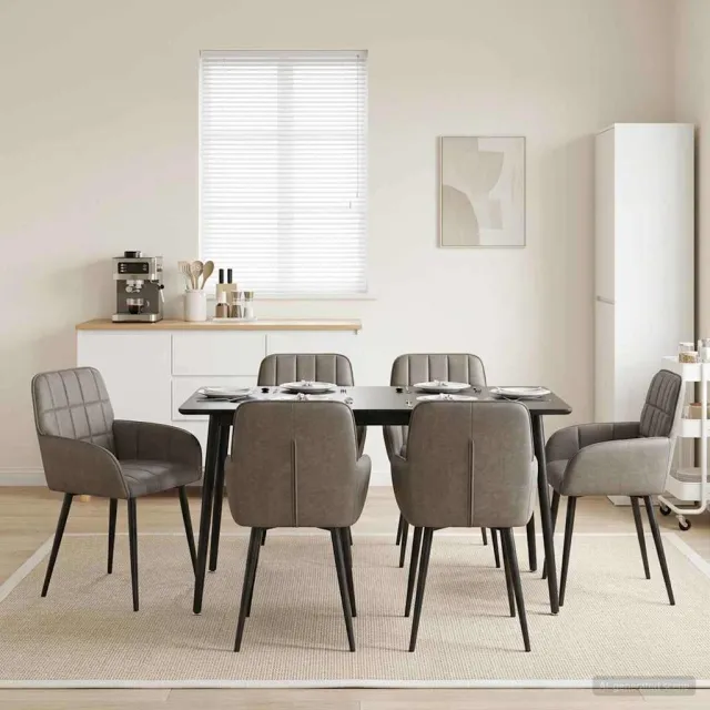 vidaXL Eettafelstoelen 6 st Kunstleer Grijs 56,5 x 50 x 85 cm