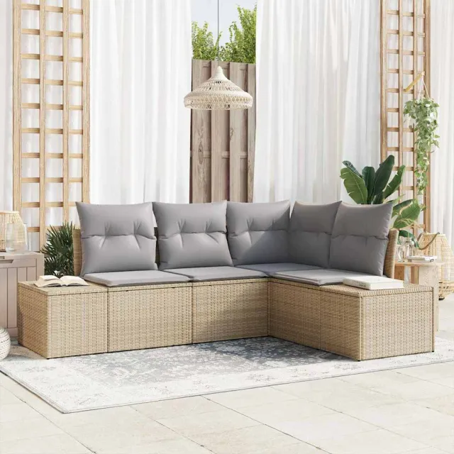 vidaXL Tuin Sofa Set 4 st Beige poly rattan, foto 2