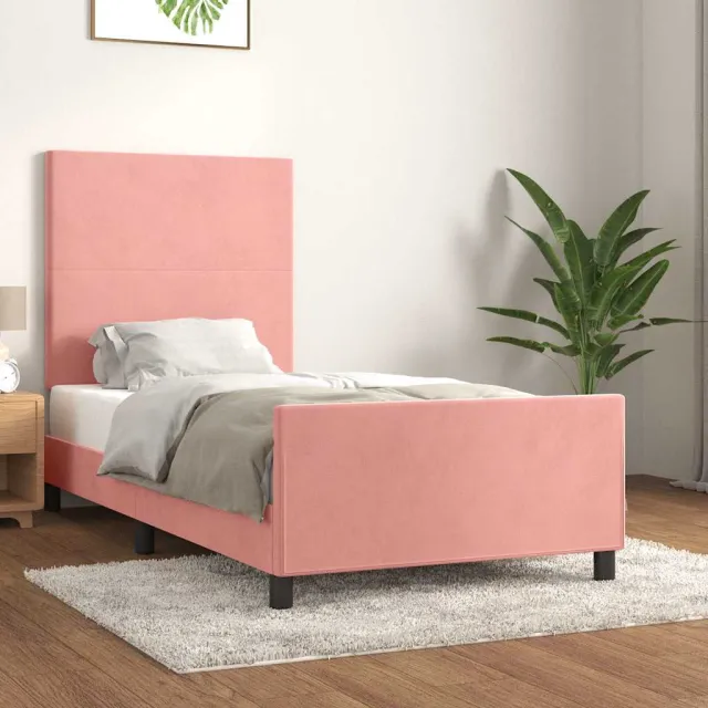 vidaXL Bedframe met hoofdeinde fluweel roze 100x200 cm
