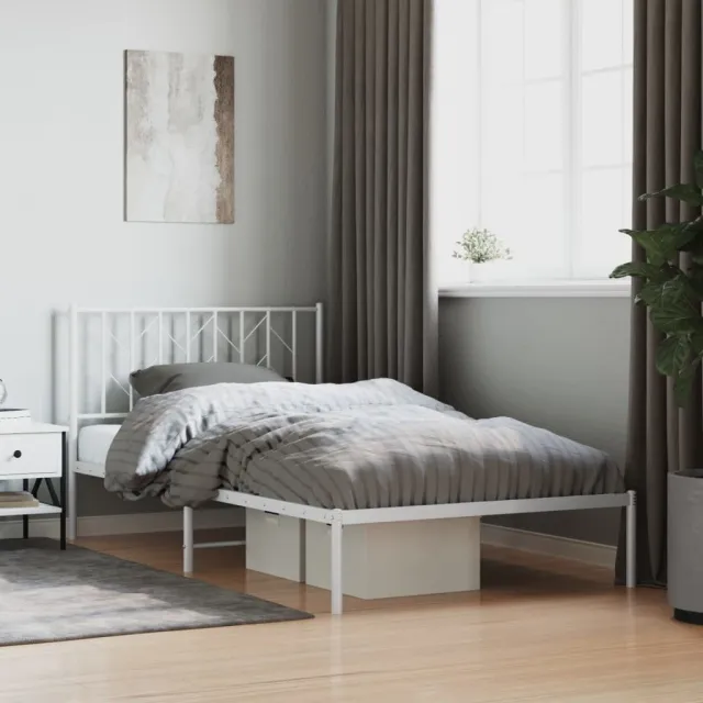 vidaXL Bedframe met hoofdbord metaal wit 107x203 cm