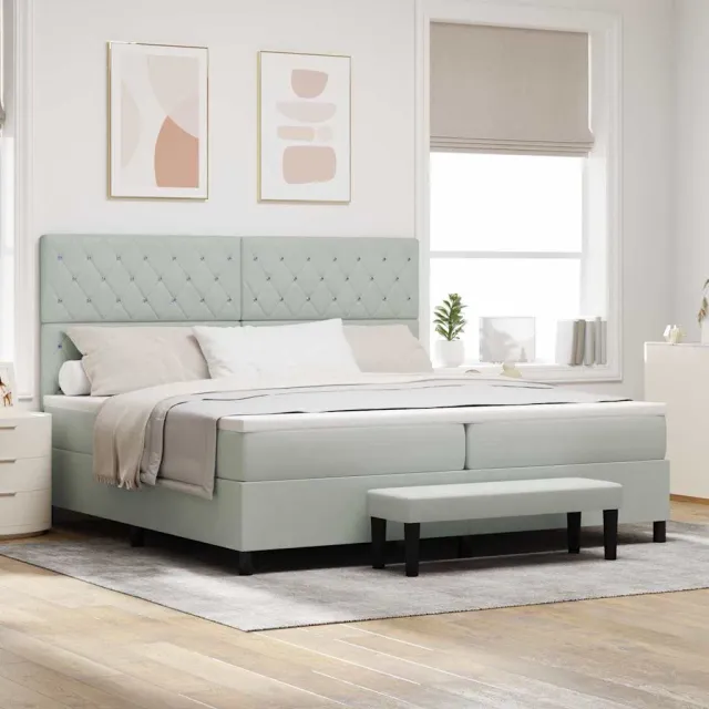 vidaXL Boxspring bed met hoofdeinde Lichtgrijs 200 x 200 cm Fluweel