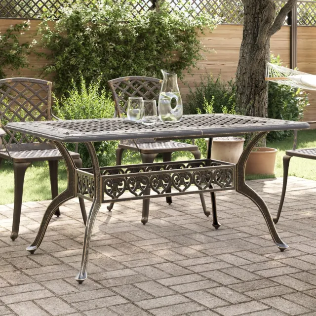 vidaXL Tuintafel 150x90x72 cm gietaluminium bronskleurig bruin