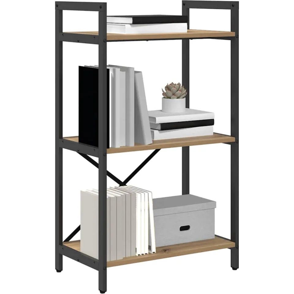 vidaXL Boekenkast 3-laags 56 x 34 x 96 cm Bewerkt hout Artisan Eiken, foto 2