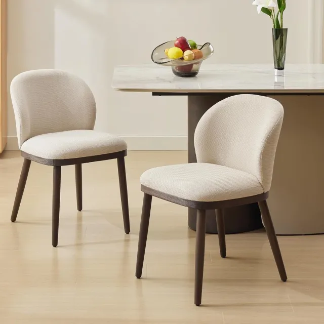 Triumpunpre Moderne Eetkamerstoelen Set van 4 - Gestoffeerd met Houten Poten - Beige