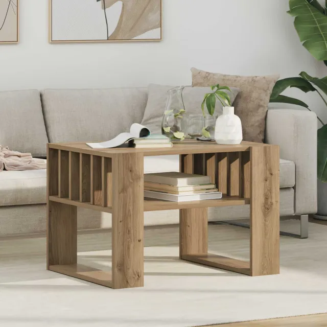 vidaXL Salontafel Artisan Eiken 66 x 49,5 x 45 cm Bewerkt hout, foto 2