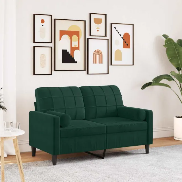 vidaXL Tweezitsbank met sierkussens 120 cm fluweel donkergroen groen
