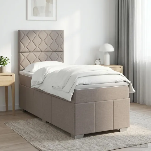 vidaXL Boxspringbed met matras met hoofdeinde Taupe 100 x 200 cm Stof