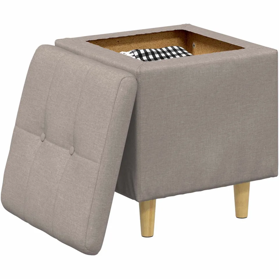 vidaXL Ottoman met Opbergruimte Taupe 40 x 40 x 45 cm Stof, foto 3