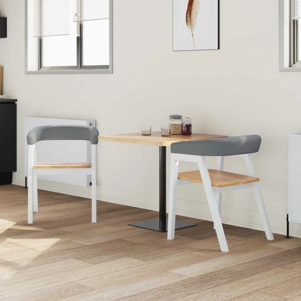 vidaXL Eettafelstoelen 2 st Massief Rubberhout Wit 54 x 57 x 73 cm, foto 3