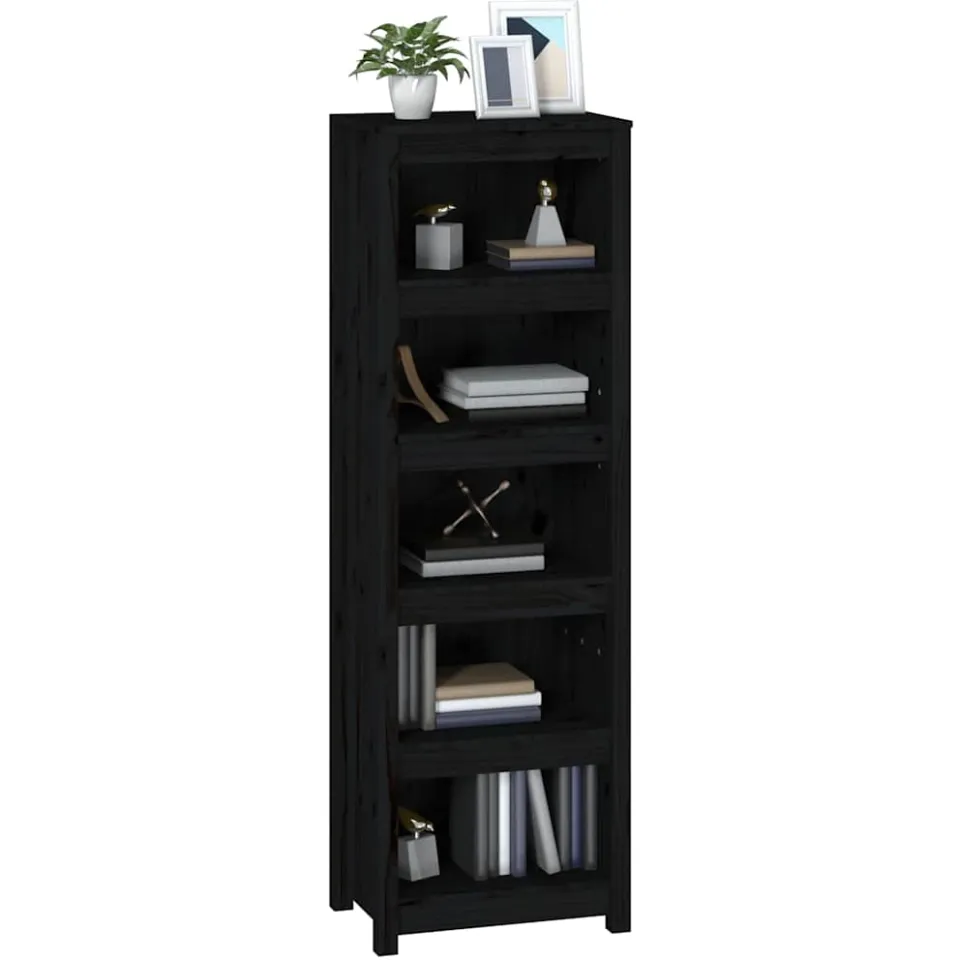 vidaXL Boekenkast 50x35x154 cm massief grenenhout zwart