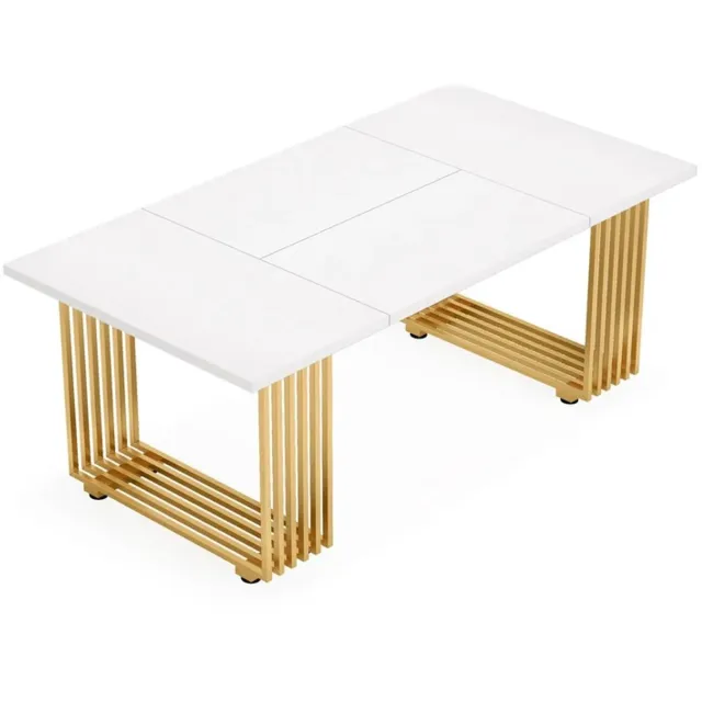 DMG Supply Eettafel 180 x 79 x 78 cm - Rechthoekig - 6 tot 8 Personen - Hout - Wit/Goud