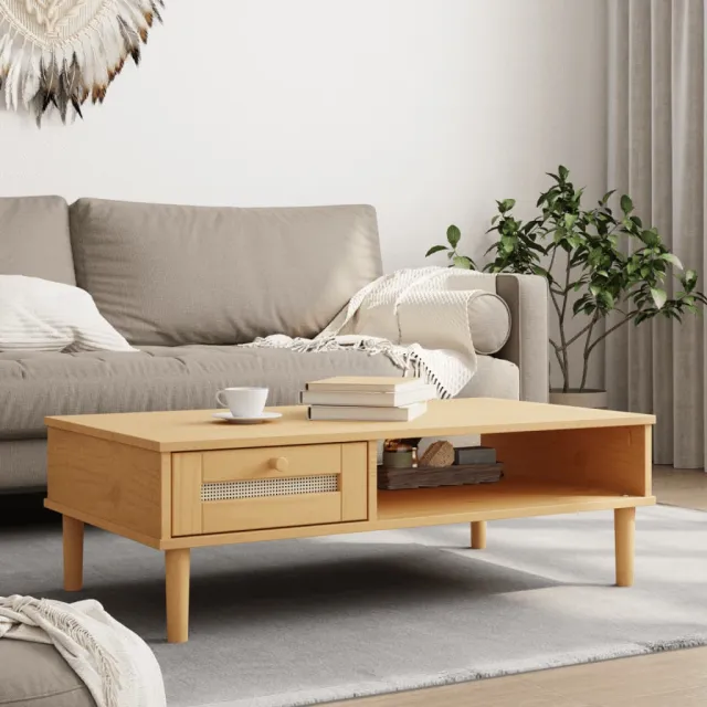 vidaXL Salontafel SENJA 100x55x33 cm rattan-look massief hout bruin, foto 2