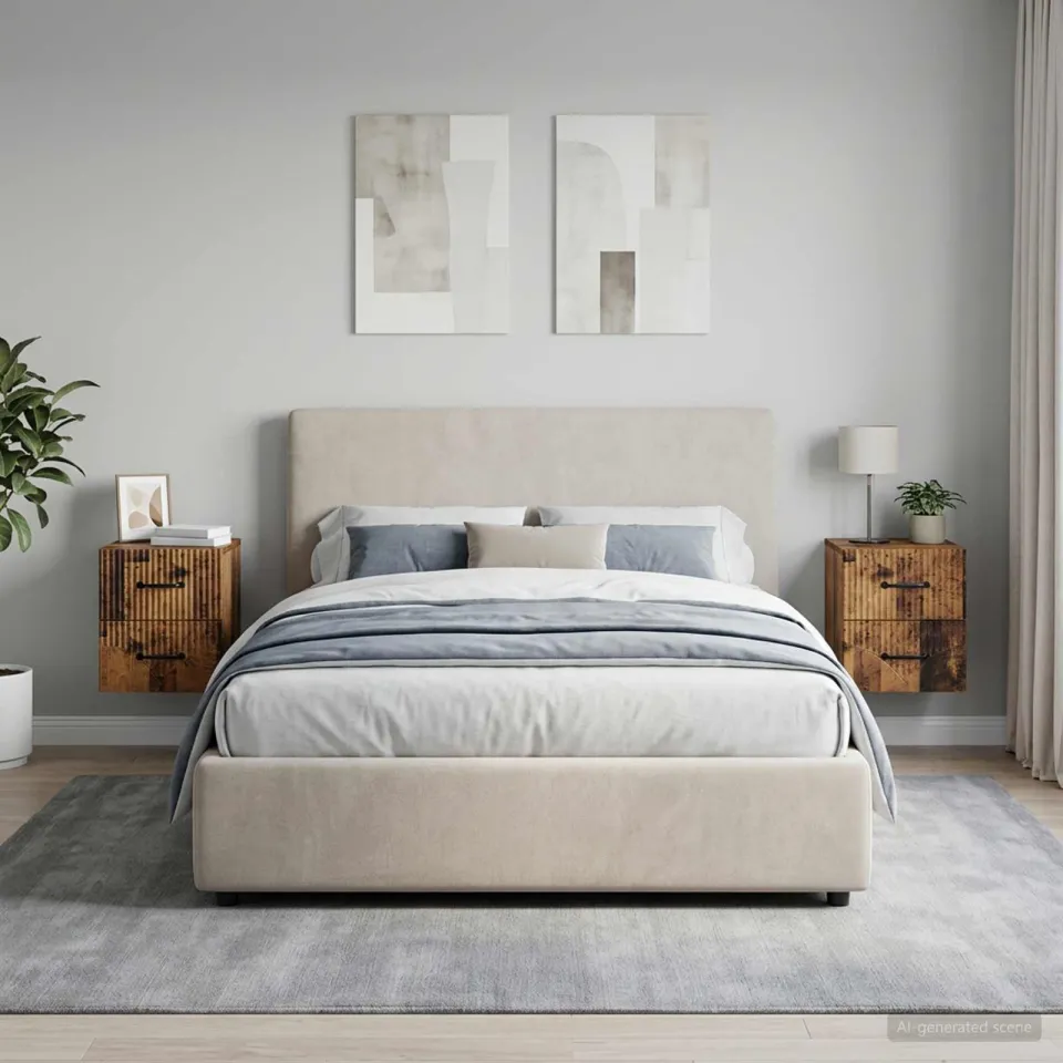 vidaXL Wandbeugel Bedkast 2 st Oud hout 34,5 x 33 x 40 cm Bewerkt hout bruin, foto 4