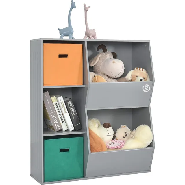 Equivera Boekenrek Kind - Boekenrek - Boekenkast Kind - Boekenrek Kinderkamer - Boekenplank - Boekenplank Kinderkamer grijs
