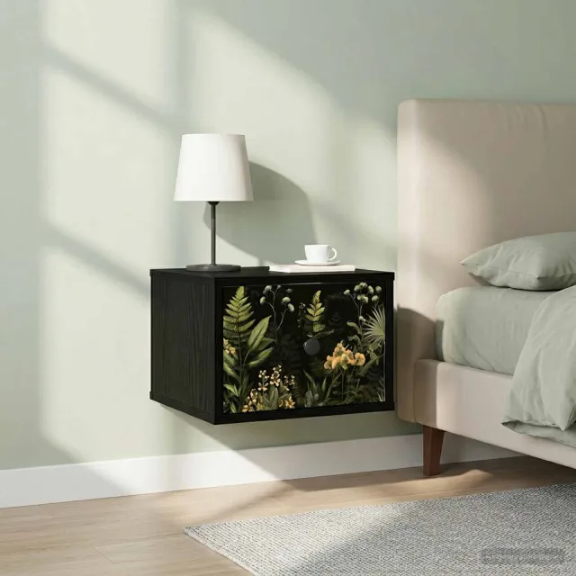 vidaXL Wandkastje RHENEN 2 st Zwart eiken 36 x 33 x 25 cm Bewerkt hout, foto 2