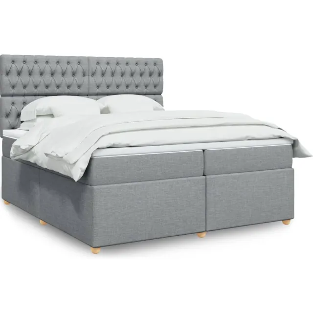 vidaXL Boxspring met matras stof lichtgrijs 200x200 cm grijs