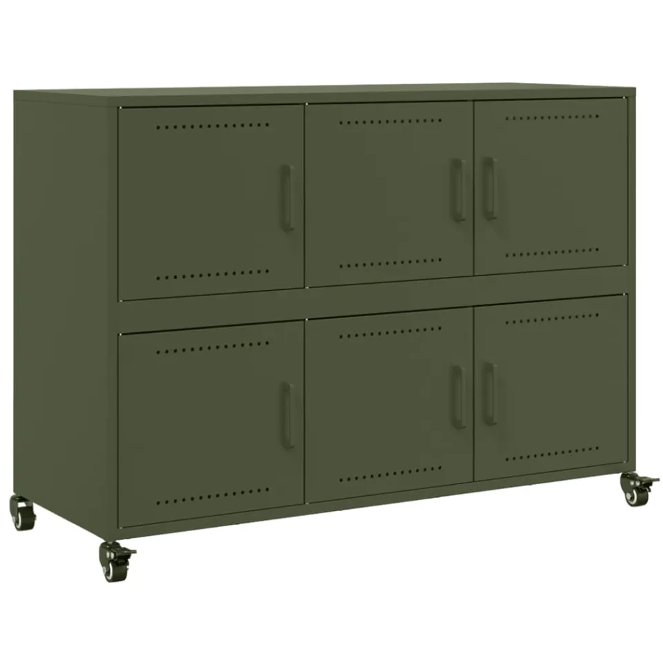 vidaXL Dressoir 100,5x39x72 cm staal olijfgroen