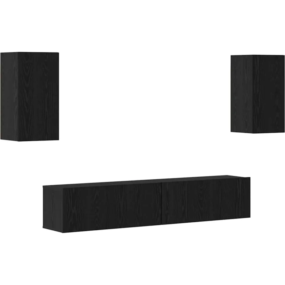 vidaXL Tv-meubelset 4 st 80 x 30 x 30 cm Zwart Eiken