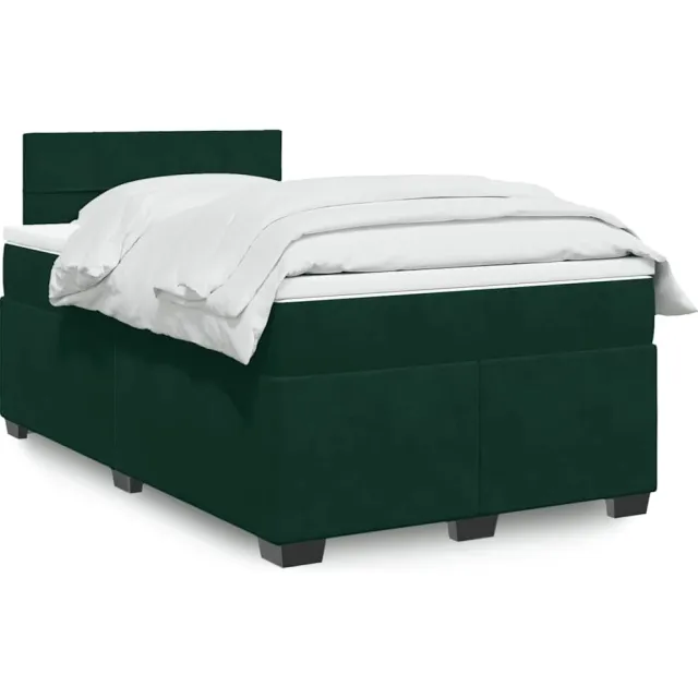 vidaXL Boxspring met matras fluweel donkergroen 120x190 cm groen