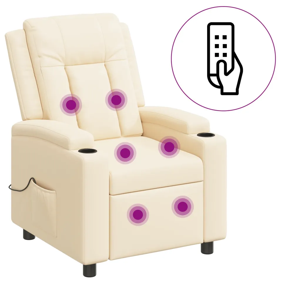 vidaXL Massage-relaxstoel Crèmekleurig 75 x 95 x 100 cm Stof, foto 3