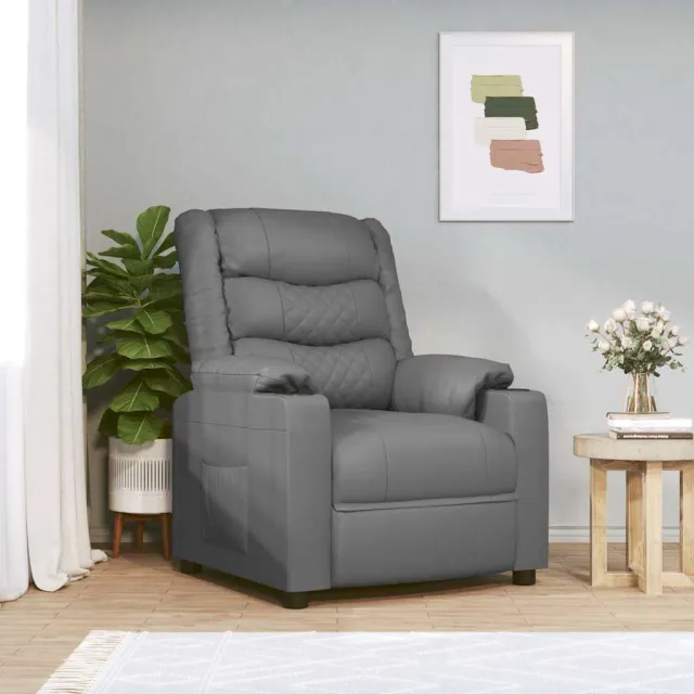 vidaXL Fauteuil verstelbaar elektrisch kunstleer grijs