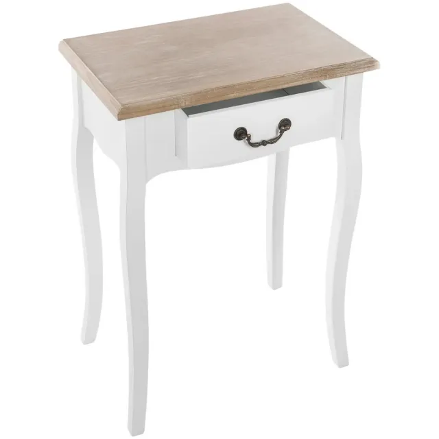 Atmosphera bijzettafel/nachtkastje Palace - wit/naturel - MDF hout - 1 lade - 47 x 30 x 66 cm