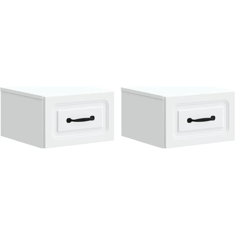 vidaXL Wandbeugel Bedkast 2 st Wit 34,5 x 33 x 20 cm Bewerkt hout, foto 3