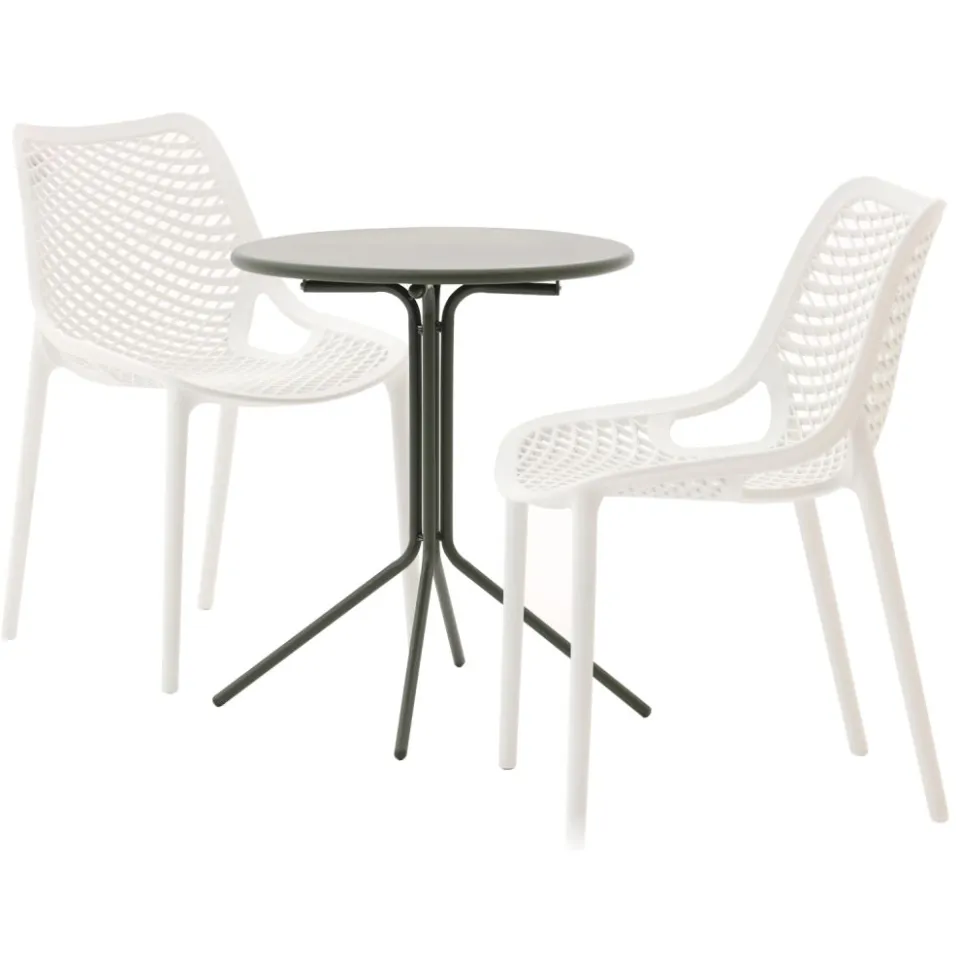 Forza Furniture Forza Ripi/Aziano ø 60cm balkonset 3-delig stapelbaar Groen