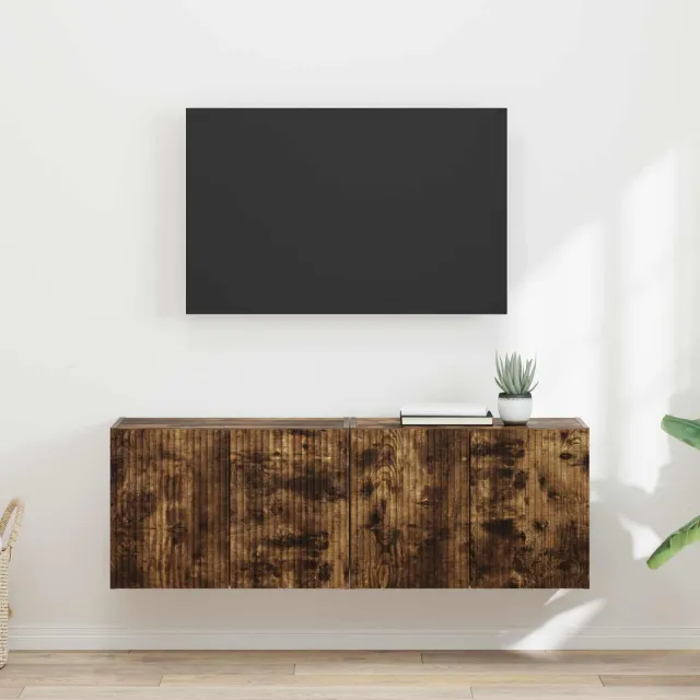 vidaXL TV-wandkast 2 st Gerookt eiken Bewerkt hout Bruin