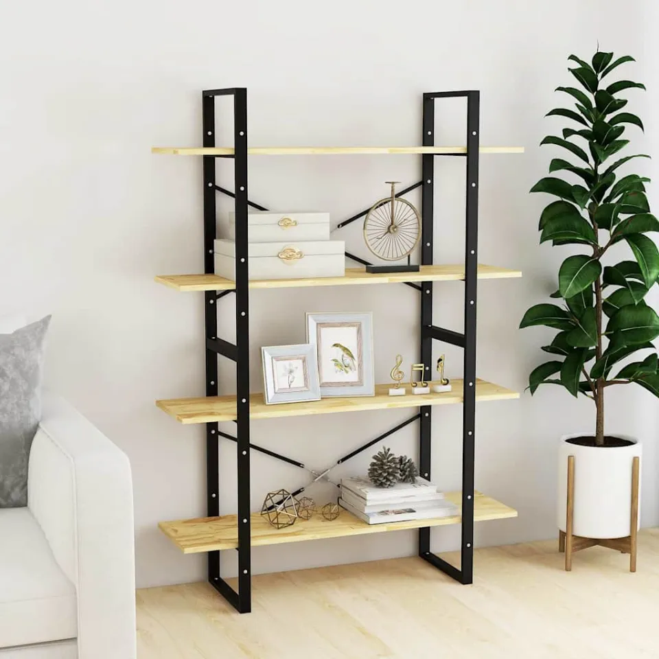 vidaXL Boekenkast met 4 schappen 100x30x140 cm massief grenenhout bruin, foto 3