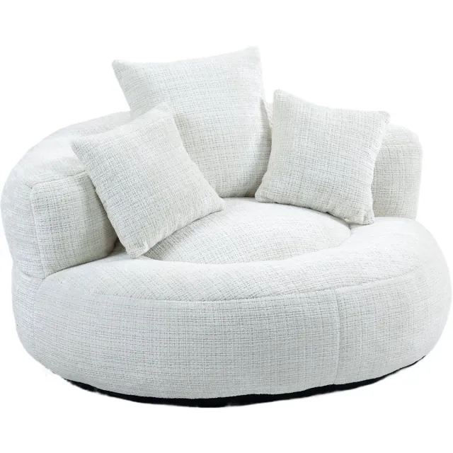 REDOM Zitzakstoel - Hoge Rugleuning En Armleuningen - Voor Woonkamer En Slaapkamer - Chenille - Beige - 108 X 108 X 52 Cm