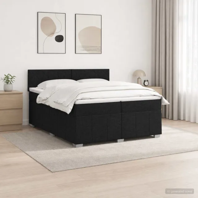 vidaXL Boxspringbed met matras met hoofdeinde Zwart 200 x 200 cm Stof