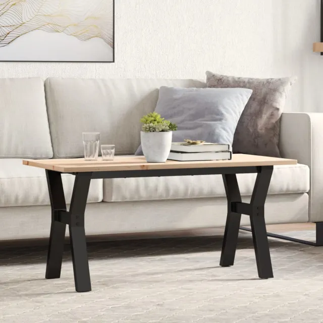 vidaXL Salontafel Y-frame 100x50x45 cm massief grenenhout en staal Bruin