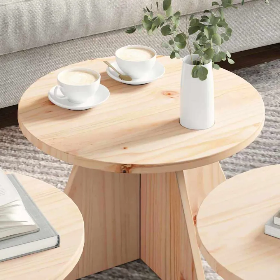 vidaXL Salontafel 3 st Naturel 49 x 49 x 30 cm, foto 3