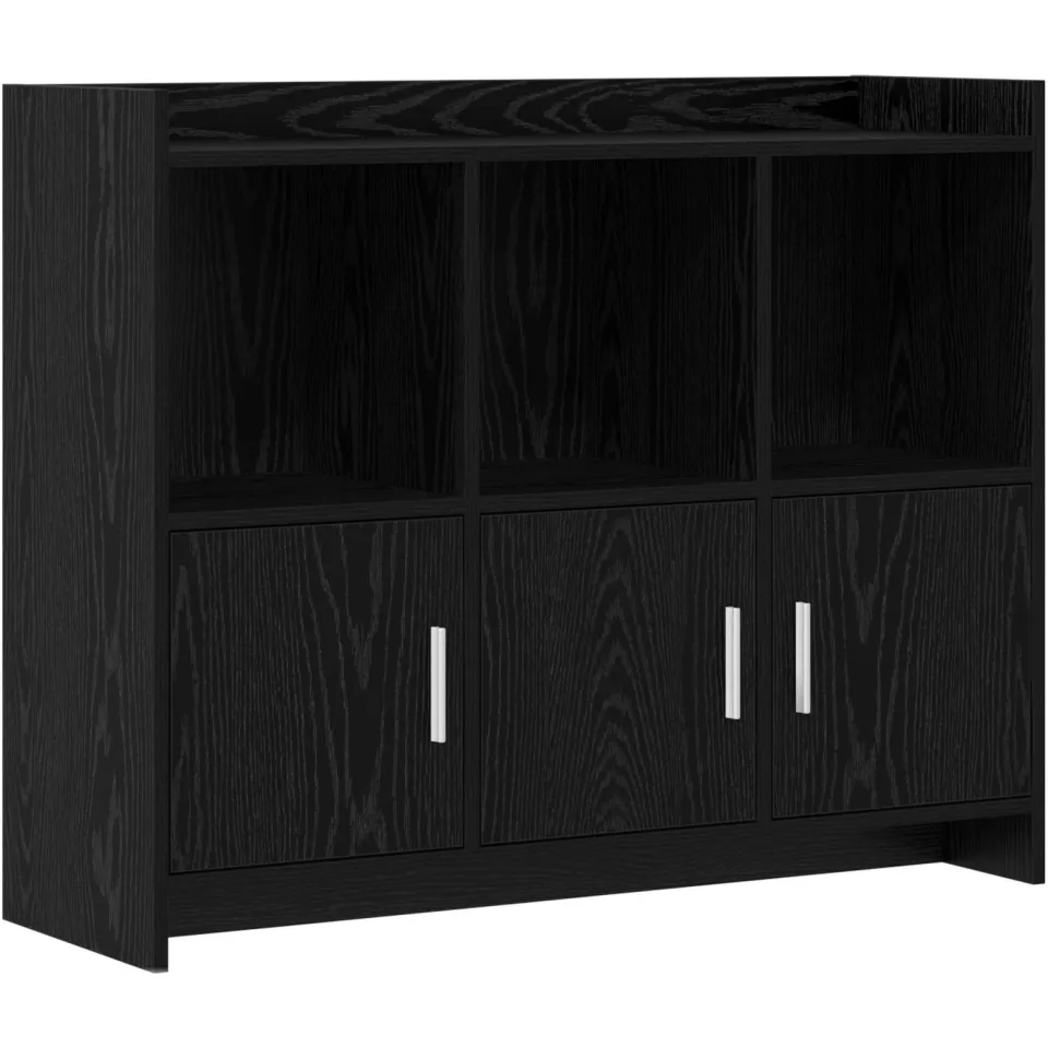 vidaXL Dressoir Zwart eiken 98,5 x 33 x 80 cm Bewerkt hout, foto 3