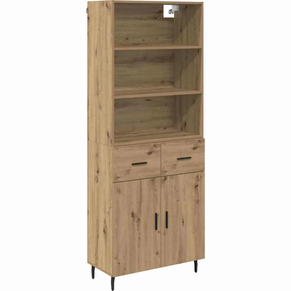 vidaXL Hoge kast 2 st Artisan Eiken 69,5 x 32,5 x 180 cm Bewerkt hout, foto 3