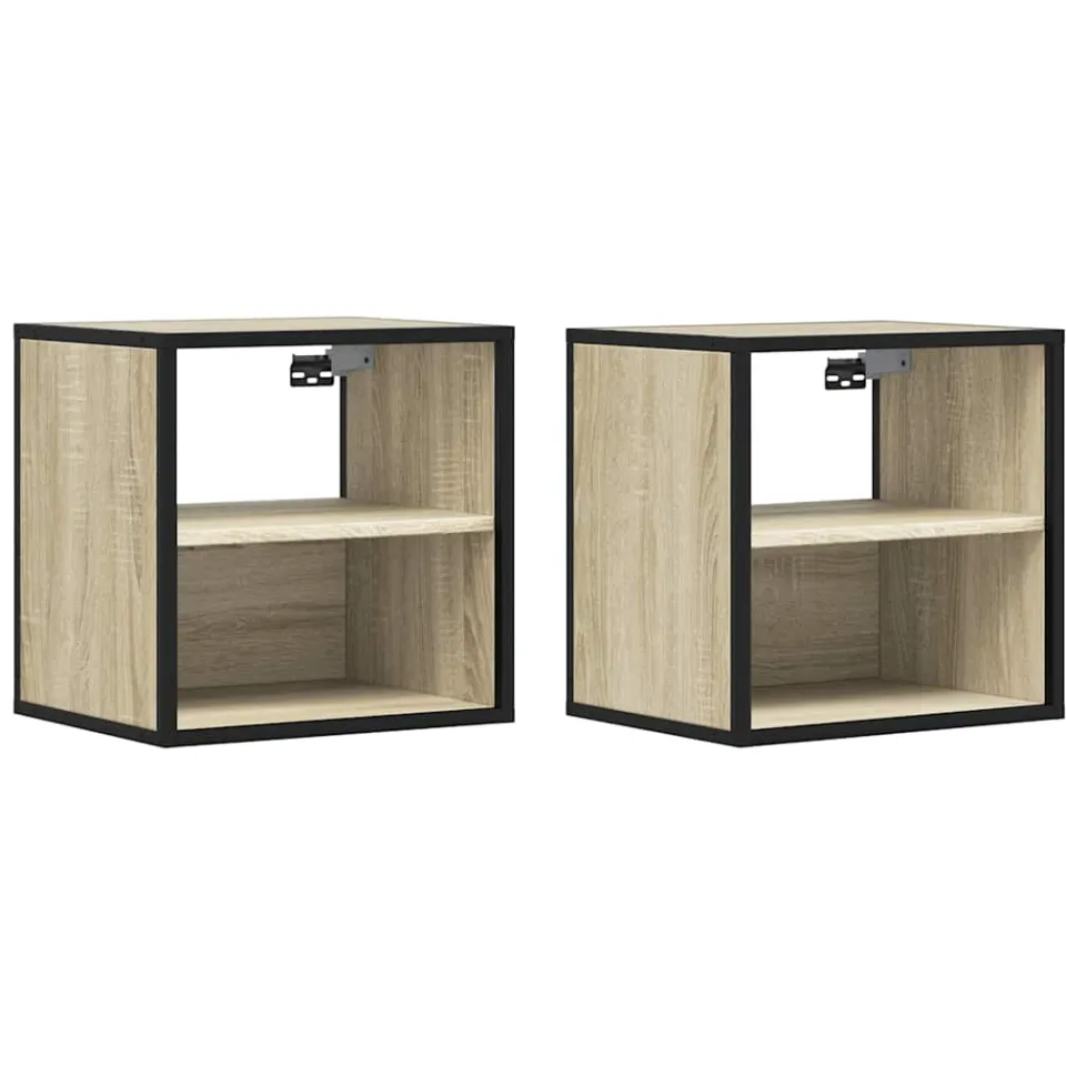 vidaXL Nachtkastjes 2 st wandgemonteerd 40x31x39,5cm sonoma eikenkleur, foto 3
