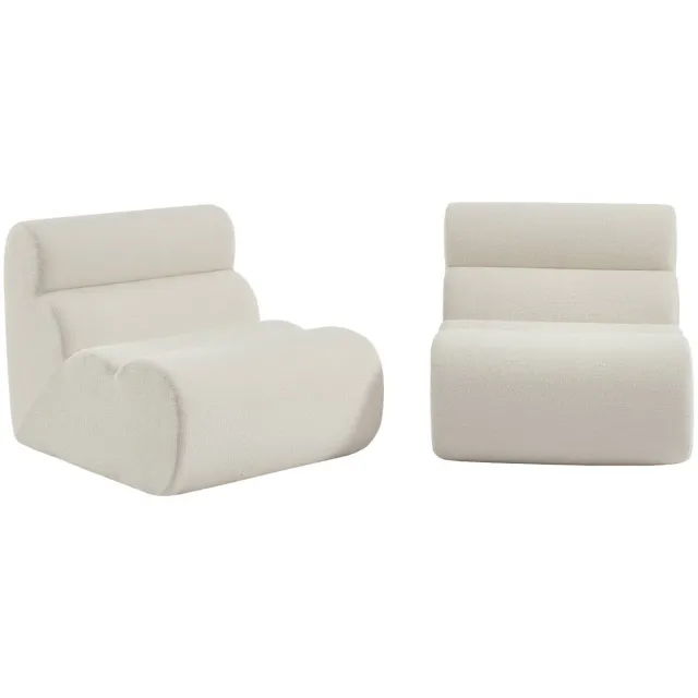sweeek Set van 2 stoffen fauteuils getextureerde bouclé 1 zitplaats - nova wit