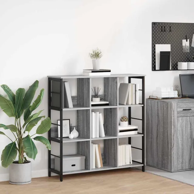 vidaXL Boekenkast 9-laags 102 x 32 x 104,5 cm Bewerkt hout grijs, foto 2