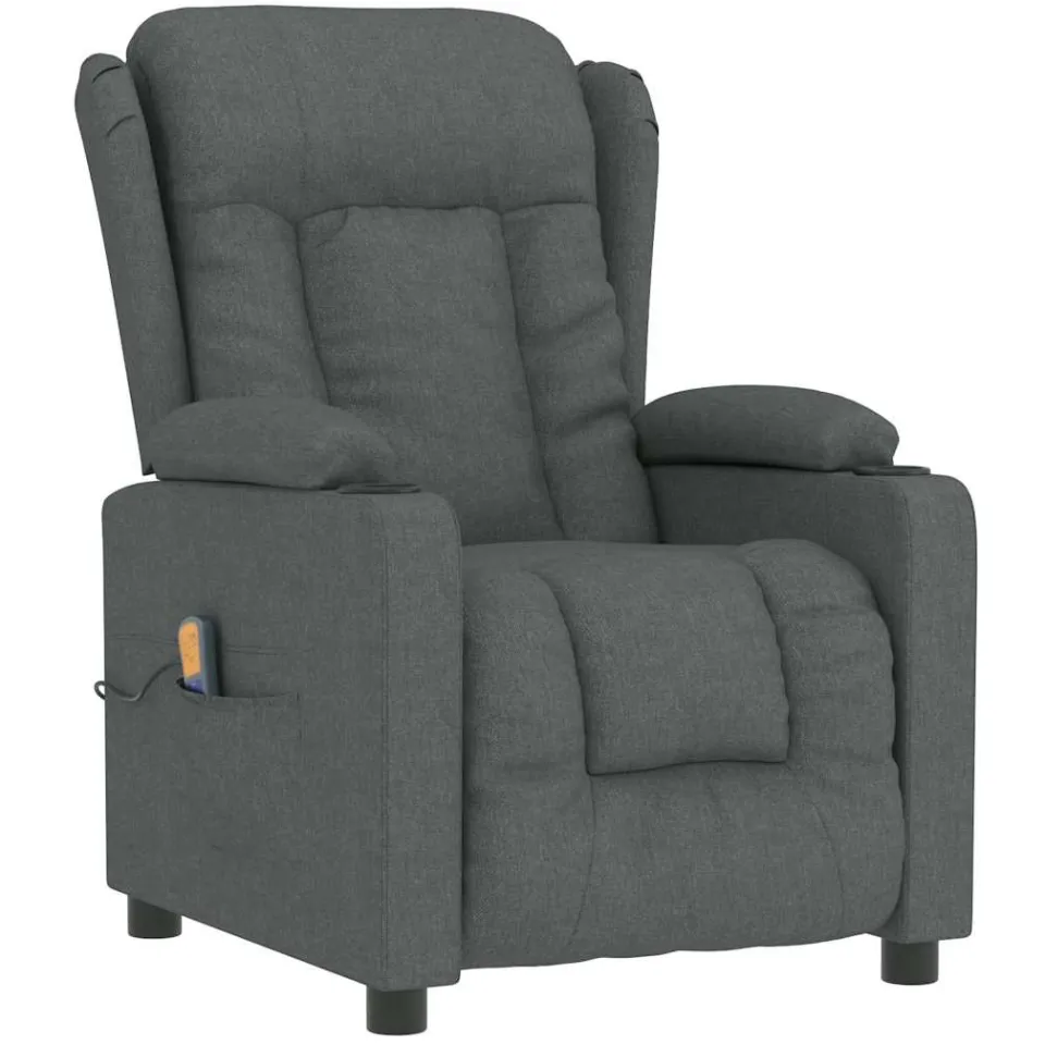 vidaXL Massagestoel stof donkergrijs grijs, foto 3