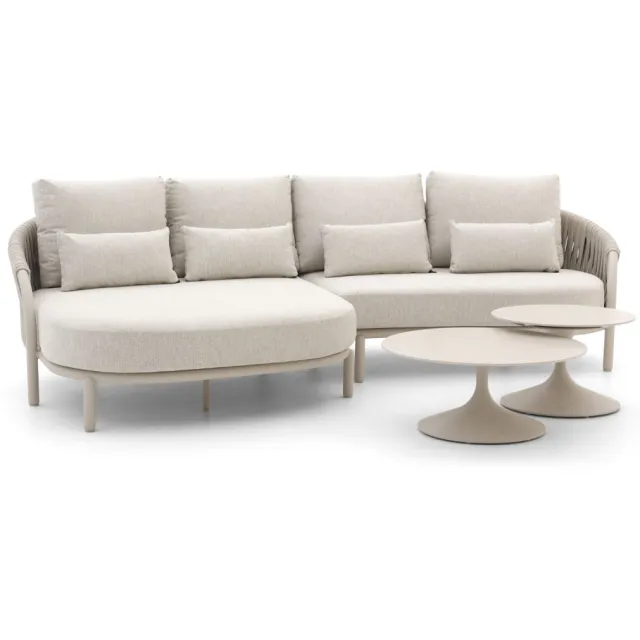 Suns Feroli/Nova chaise longue loungeset 4-delig rechts Taupe