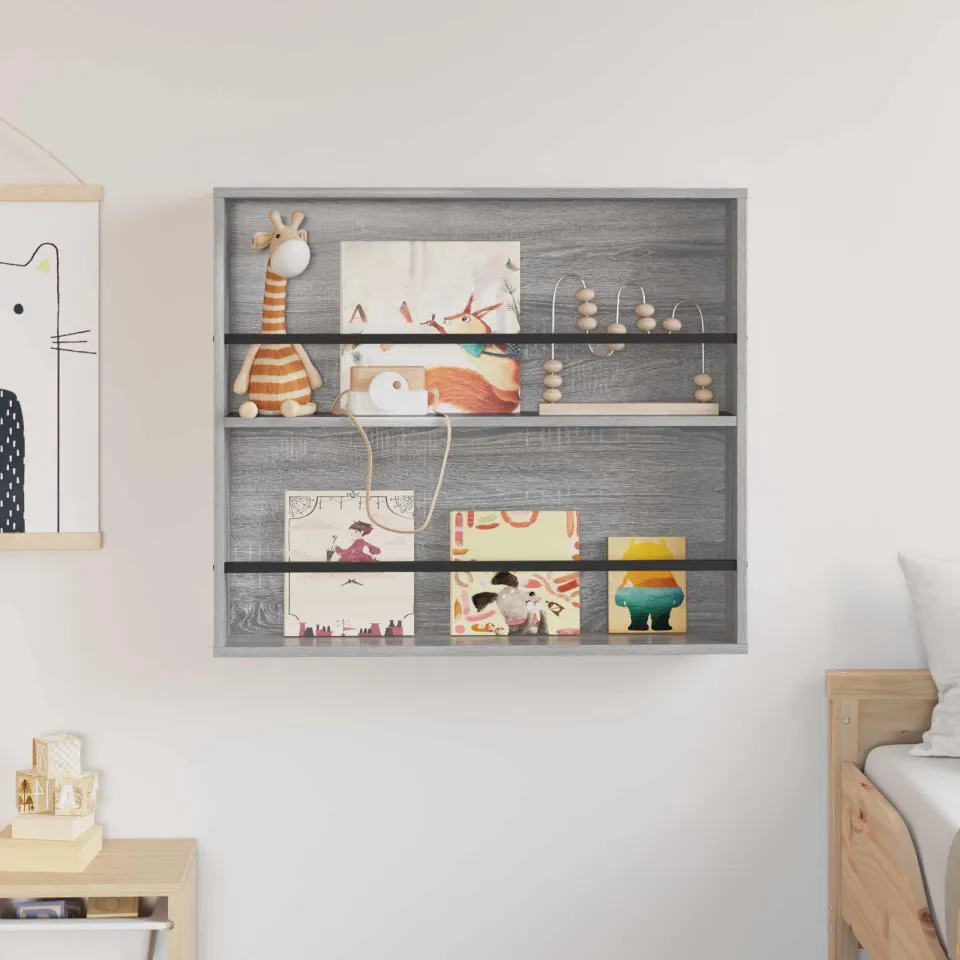 vidaXL Tijdschrift Rek Grijs Sonoma 80 x 12 x 70 cm Bewerkt hout, foto 4