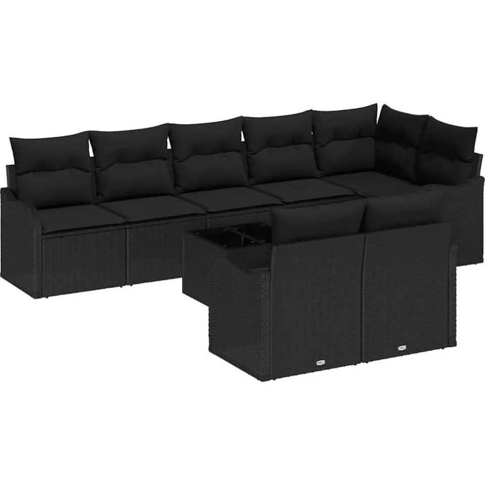 vidaXL Tuin Sofa Set 9 st Zwart poly rattan