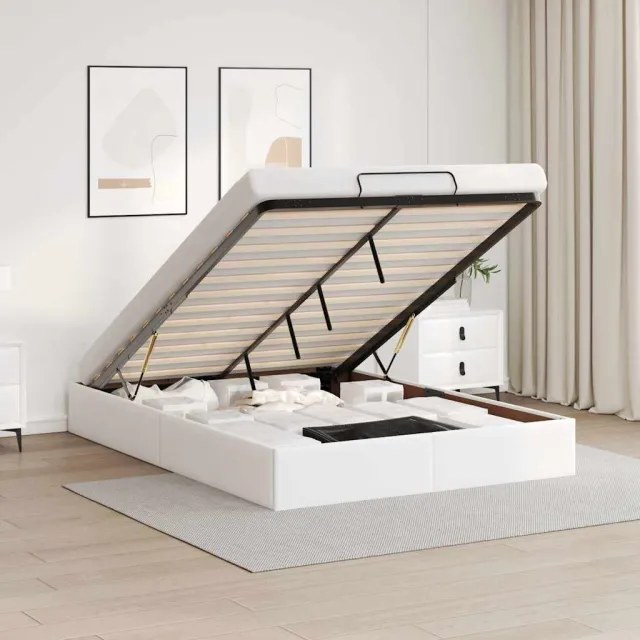 vidaXL Bedframe zonder matras 140x190 cm kunstleer wit
