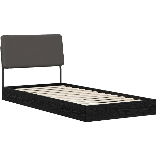 vidaXL Eenpersoonsbed met hoofdbord Zwart eiken 75 x 190 cm