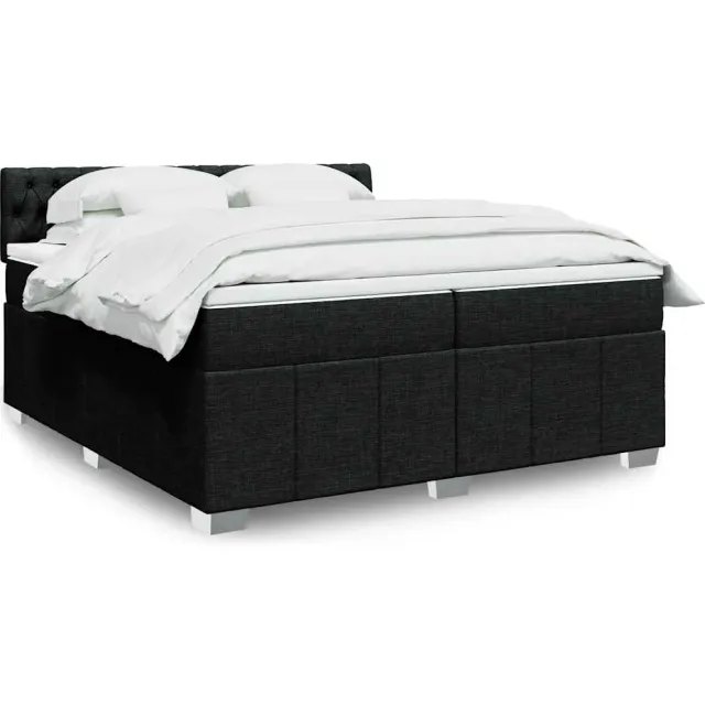 vidaXL Boxspring met matras stof zwart 200x200 cm